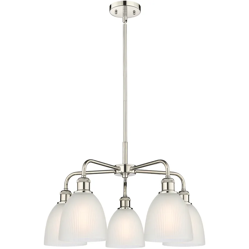 Castile 5 Light 24 inch Polished Nickel Chandelier Ceiling Light in White Glass