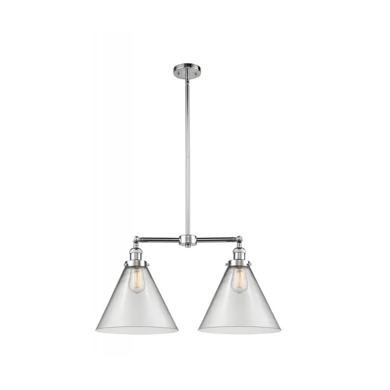 Franklin Restoration X-Large Cone LED 21 inch Polished Chrome Chandelier Ceiling Light in Clear Glass, Franklin Restoration