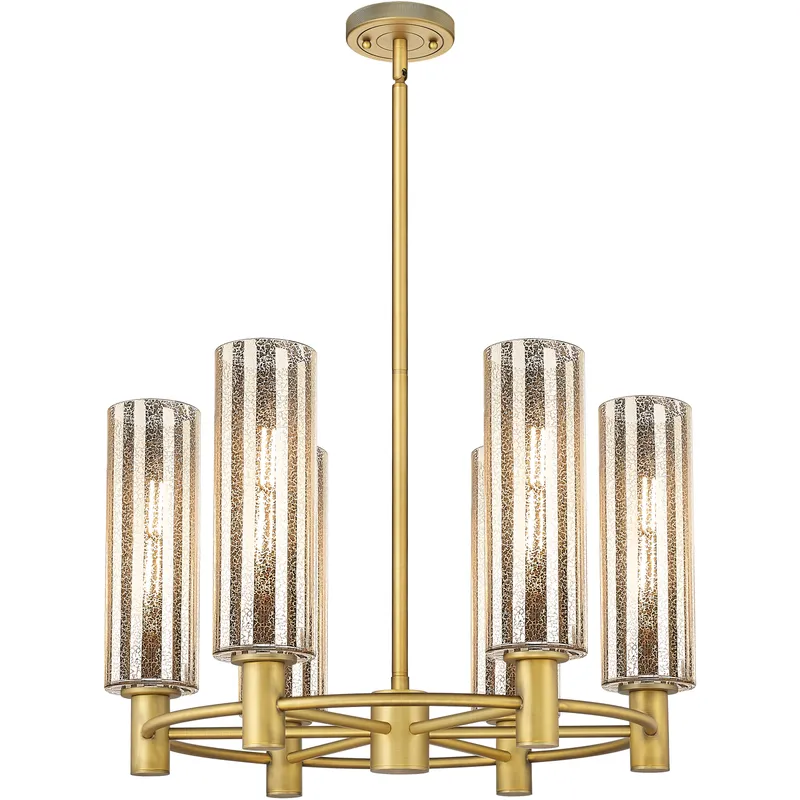 Crown Point 6 Light 24 inch Brushed Brass Chandelier Ceiling Light in Mercury Glass