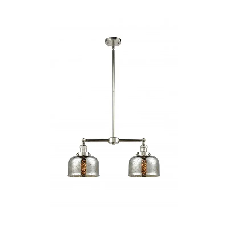 Franklin Restoration Large Bell LED 24 inch Polished Nickel Chandelier Ceiling Light in Silver Plated Mercury Glass, Franklin Restoration