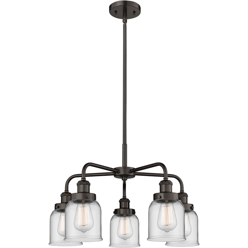 Bell 5 Light 23 inch Oil Rubbed Bronze Chandelier Ceiling Light in Clear Glass