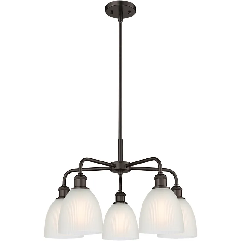 Castile 5 Light 24 inch Oil Rubbed Bronze Chandelier Ceiling Light in White Glass
