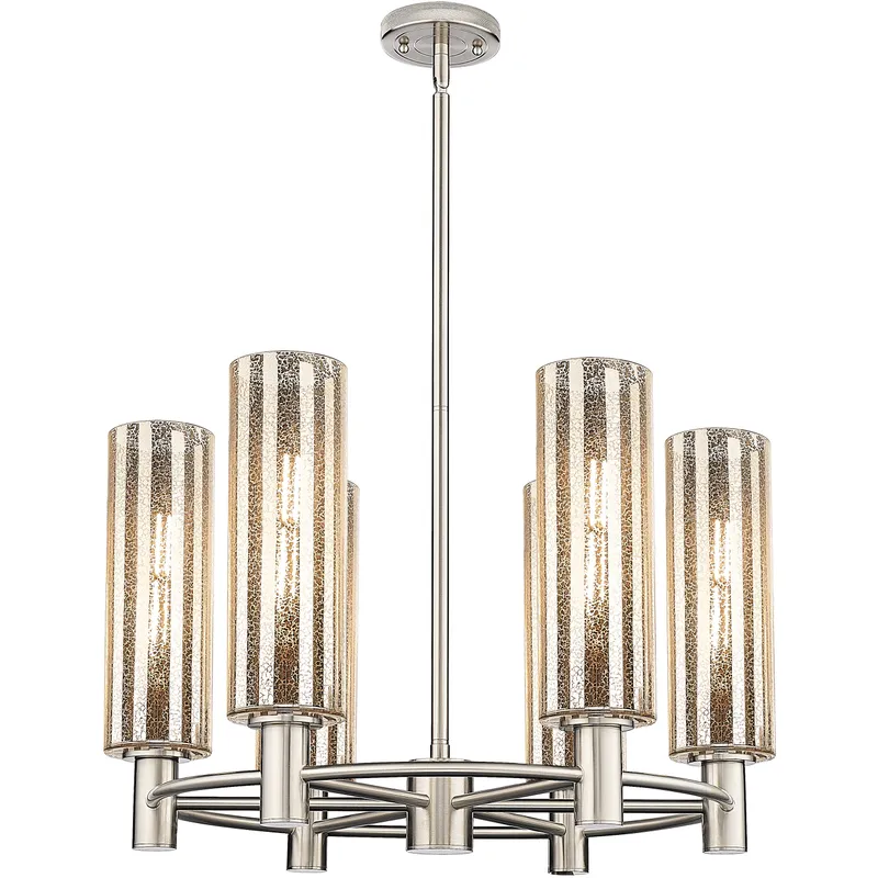 Crown Point 6 Light 24 inch Polished Nickel Chandelier Ceiling Light in Mercury Glass