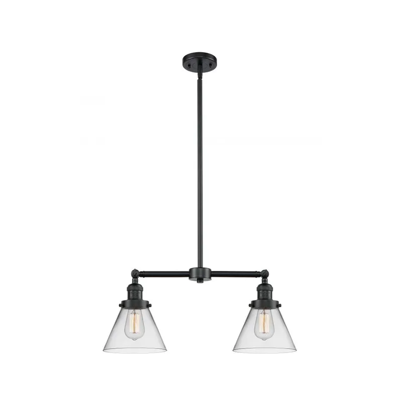 Franklin Restoration Large Cone 2 Light 21 inch Oil Rubbed Bronze Chandelier Ceiling Light in Clear Glass, Franklin Restoration