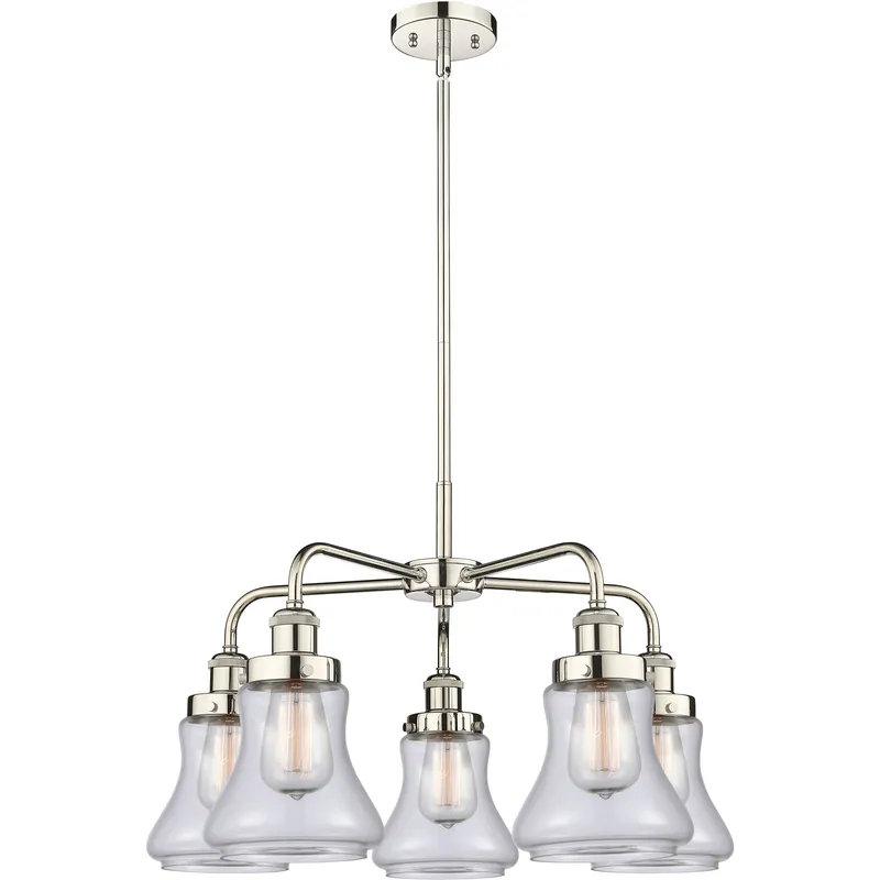 Bellmont 5 Light 24 inch Polished Nickel Chandelier Ceiling Light in Clear Glass