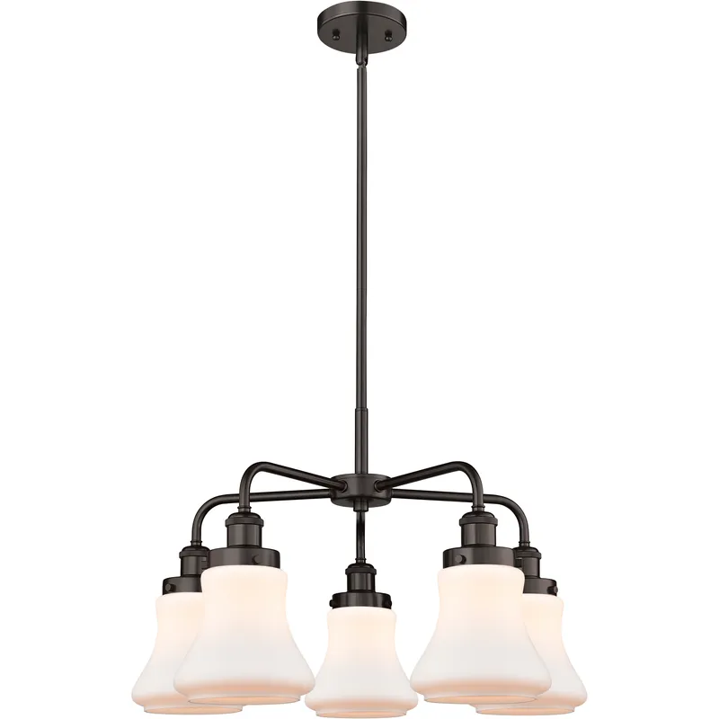 Bellmont 5 Light 24 inch Oil Rubbed Bronze Chandelier Ceiling Light in Matte White Glass