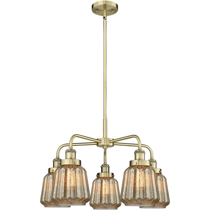 Chatham 5 Light 24.5 inch Antique Brass Chandelier Ceiling Light in Mercury Glass