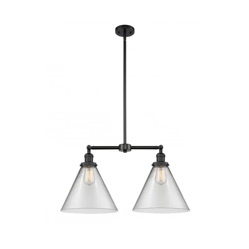 Franklin Restoration X-Large Cone LED 21 inch Matte Black Chandelier Ceiling Light in Clear Glass, Franklin Restoration