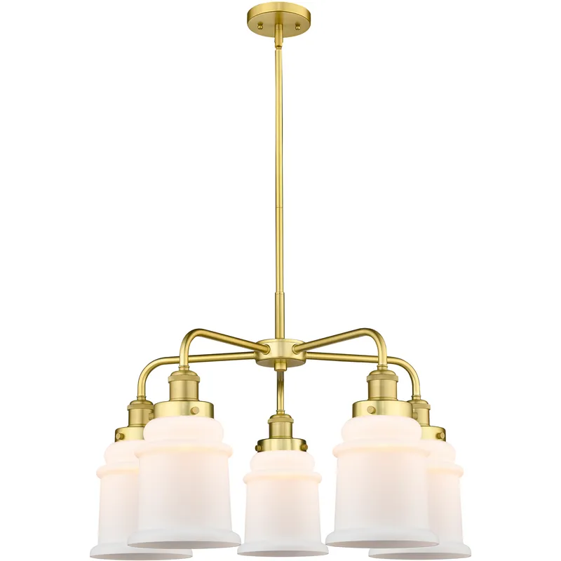 Canton 5 Light 24 inch Satin Gold Chandelier Ceiling Light in Matte White Glass