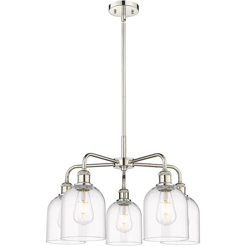 Ballston Bella 5 Light 23.5 inch Polished Nickel Stem Hung Chandelier Ceiling Light in Clear Glass