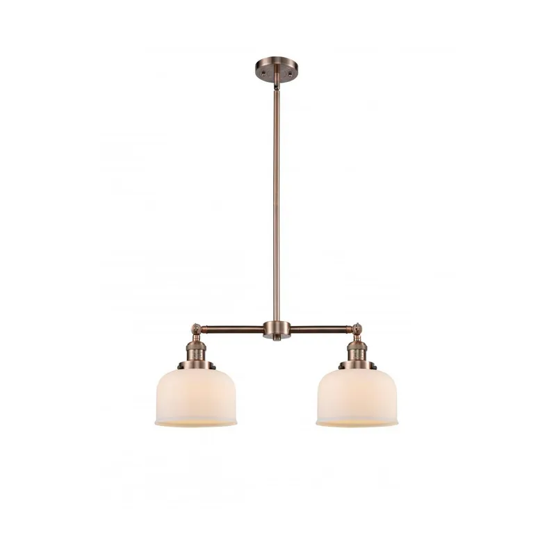Franklin Restoration Large Bell LED 21 inch Antique Copper Chandelier Ceiling Light in Matte White Glass, Franklin Restoration