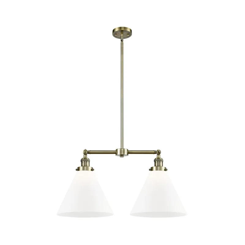 Franklin Restoration X-Large Cone LED 21 inch Antique Brass Chandelier Ceiling Light in Matte White Glass, Franklin Restoration