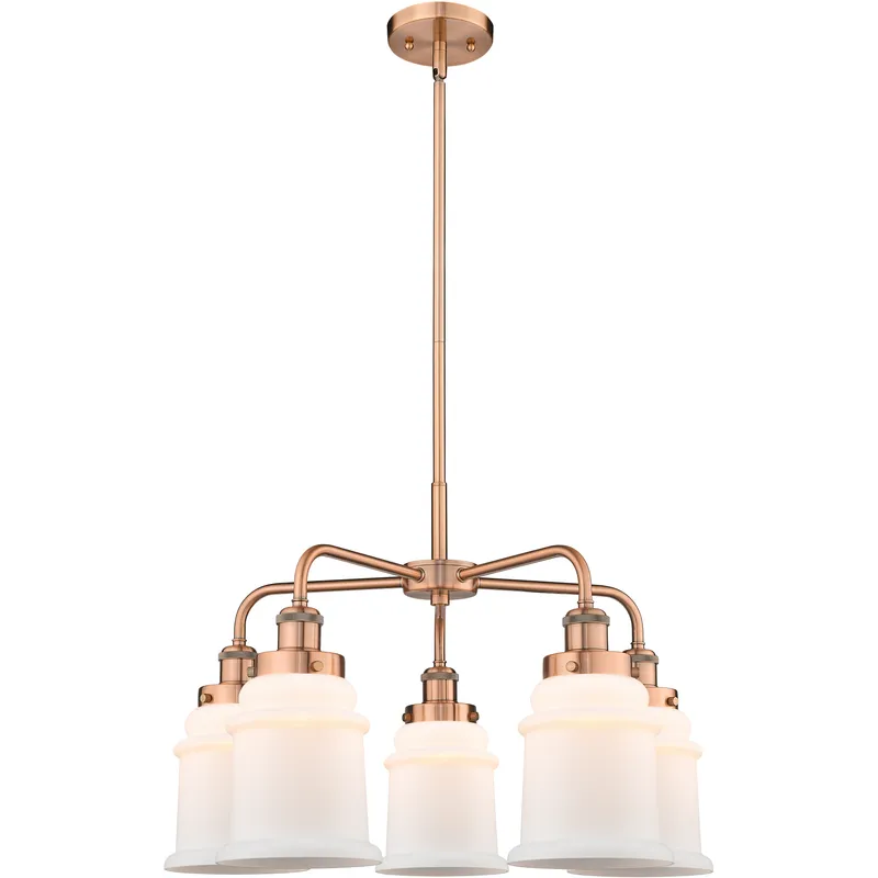 Canton 5 Light 24 inch Antique Copper Chandelier Ceiling Light in Matte White Glass
