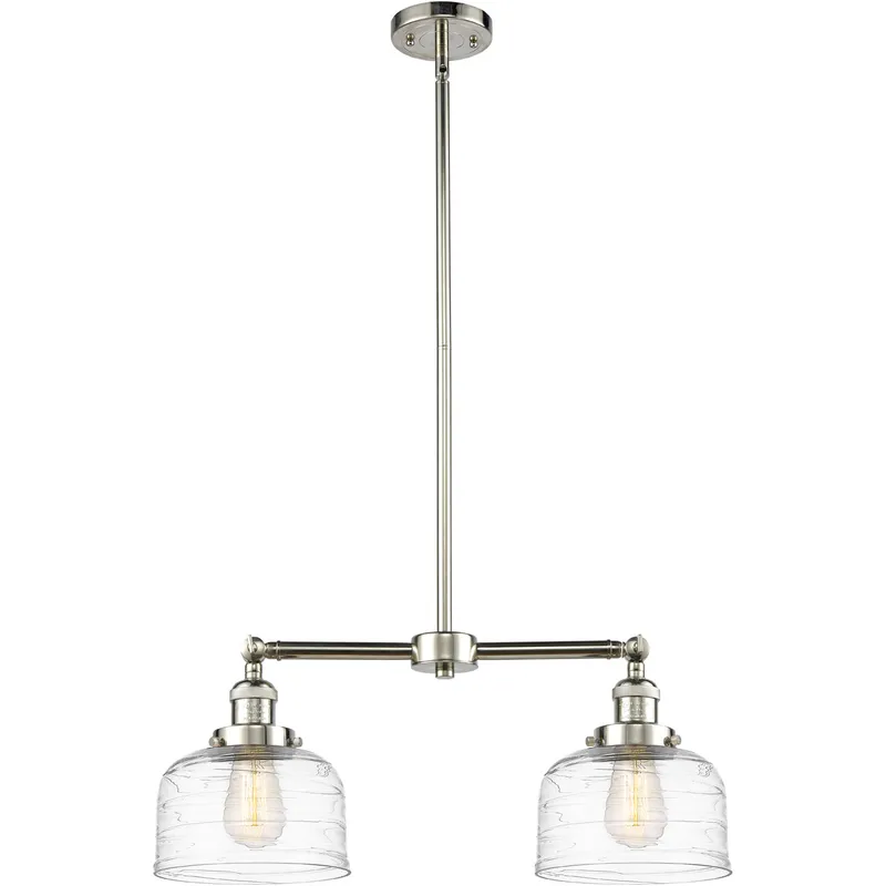 Franklin Restoration Bell LED 21 inch Polished Nickel Island Light Ceiling Light in Clear Deco Swirl Glass