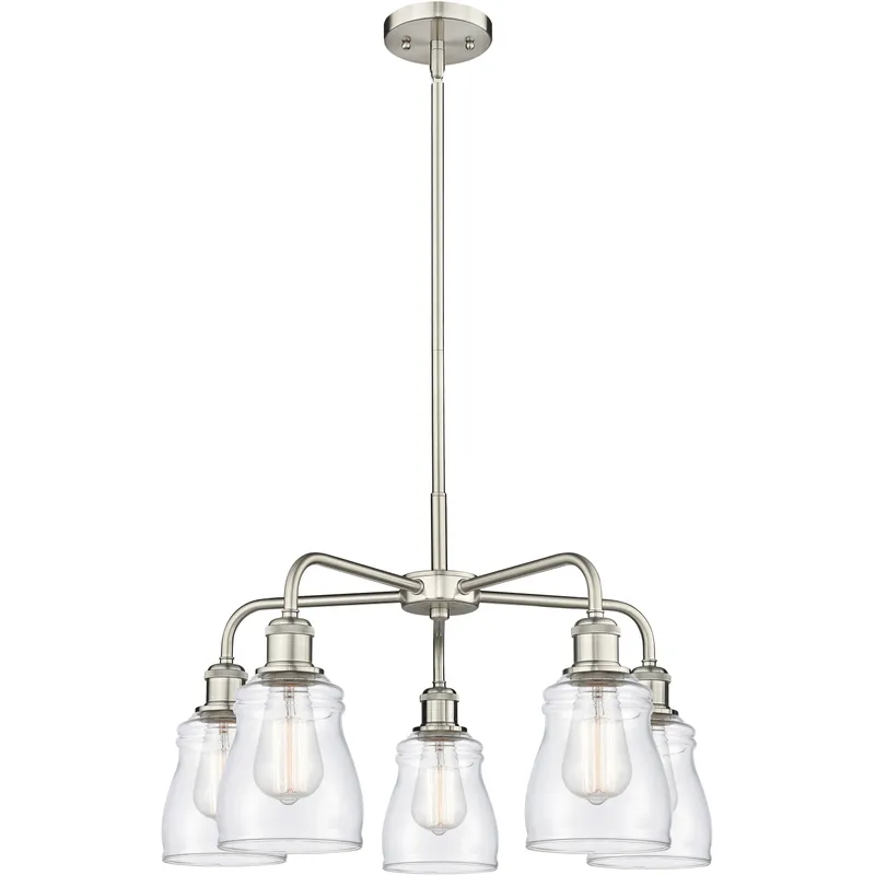 Ellery 5 Light 22.75 inch Satin Nickel Chandelier Ceiling Light in Clear