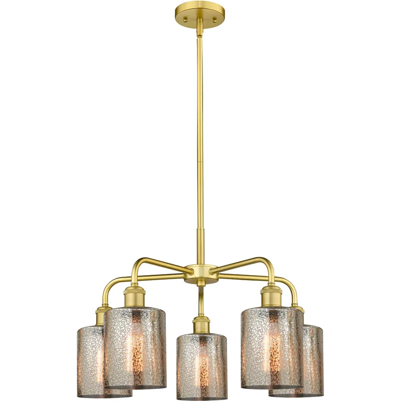Cobbleskill 5 Light 23 inch Satin Gold Chandelier Ceiling Light in Mercury Glass