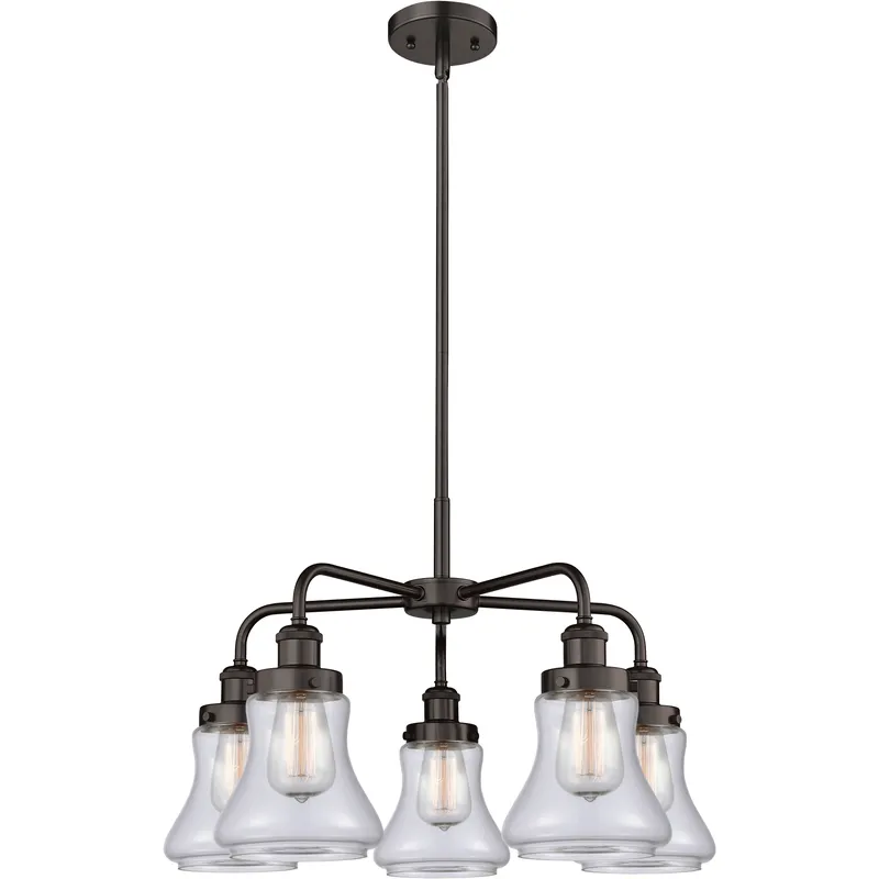 Bellmont 5 Light 24 inch Oil Rubbed Bronze Chandelier Ceiling Light in Clear Glass