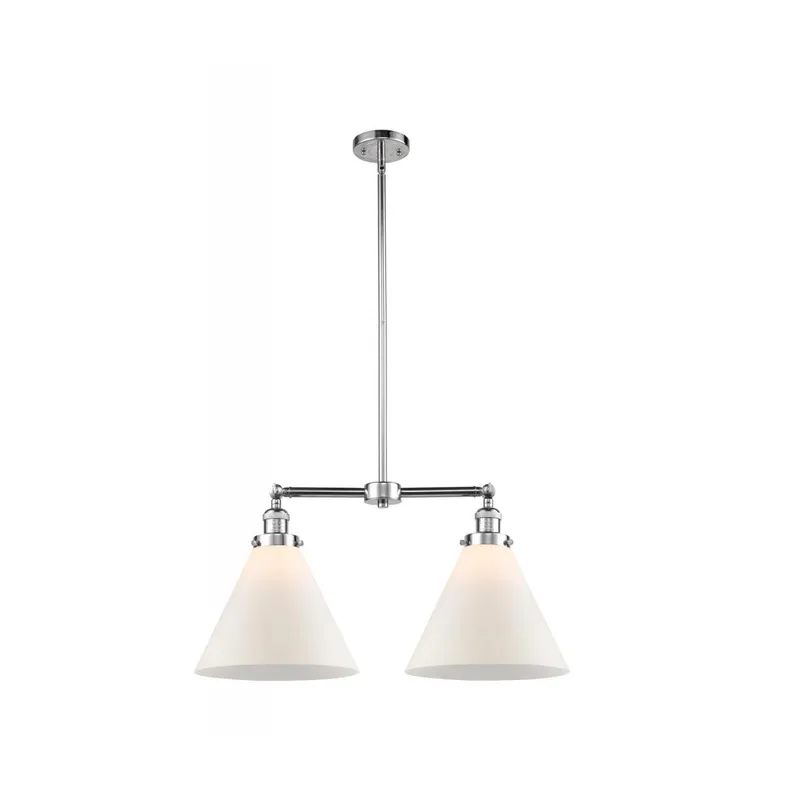 Franklin Restoration X-Large Cone LED 21 inch Polished Chrome Chandelier Ceiling Light in Matte White Glass, Franklin Restoration