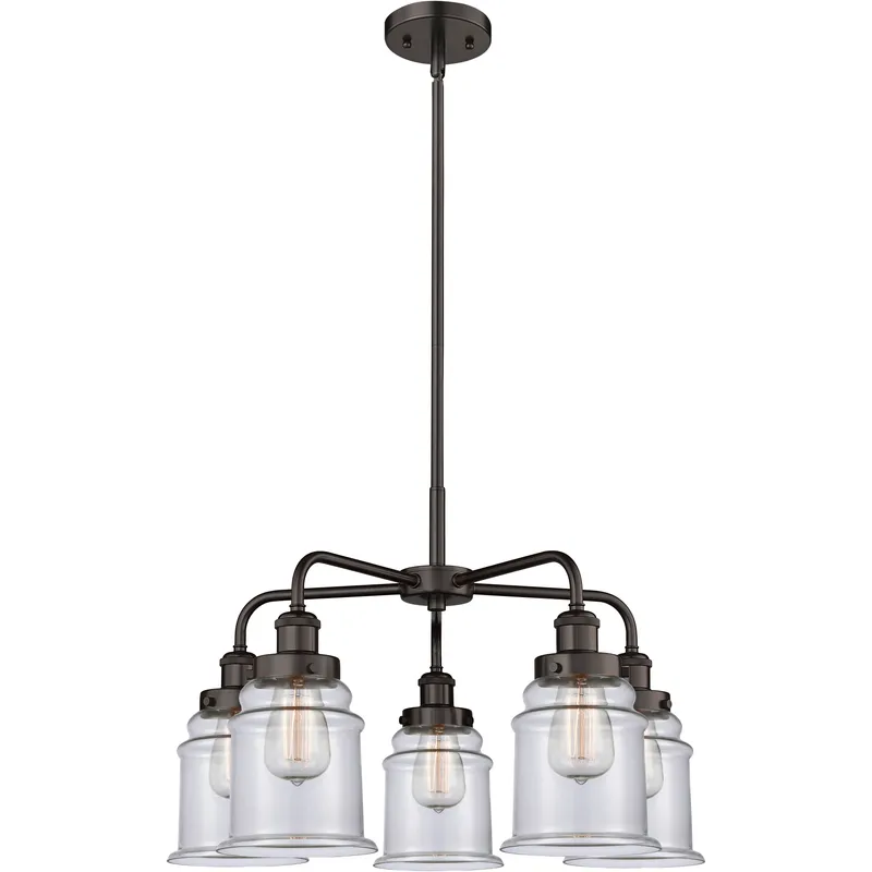 Canton 5 Light 24 inch Oil Rubbed Bronze Chandelier Ceiling Light in Clear Glass