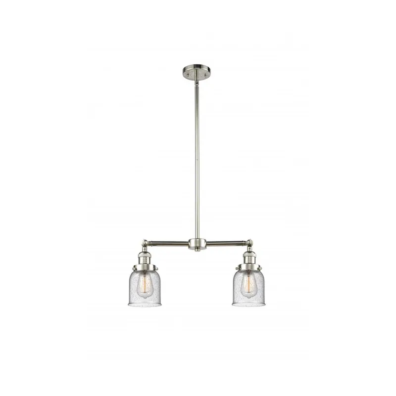 Franklin Restoration Small Bell 2 Light 21 inch Polished Nickel Chandelier Ceiling Light in Seedy Glass, Franklin Restoration