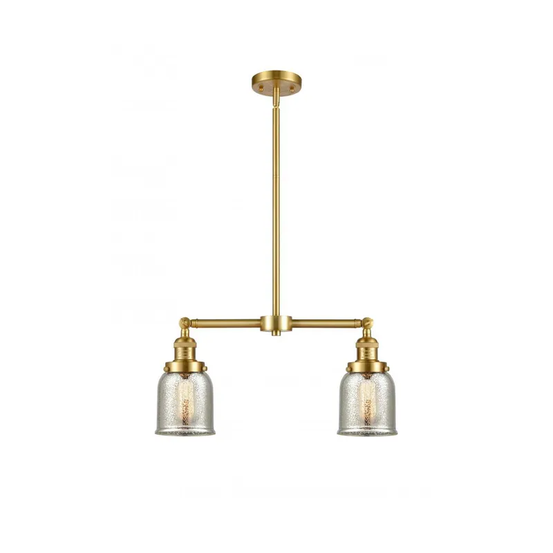 Franklin Restoration Small Bell 2 Light 21 inch Satin Gold Island Light Ceiling Light in Silver Plated Mercury Glass, Franklin Restoration