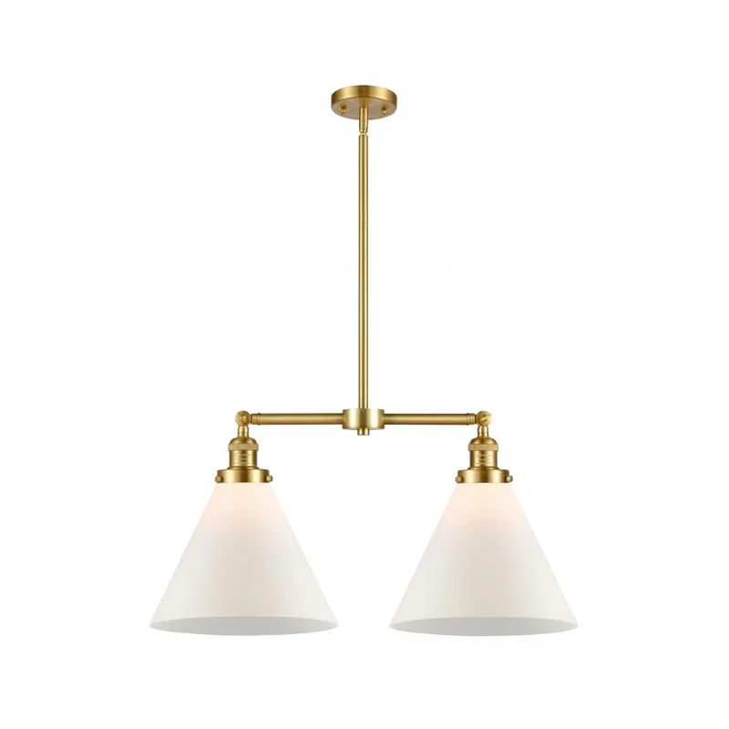 Franklin Restoration X-Large Cone LED 21 inch Satin Gold Chandelier Ceiling Light in Matte White Glass, Franklin Restoration