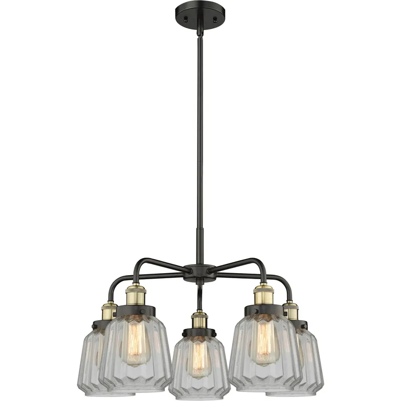 Chatham 5 Light 24.5 inch Black Antique Brass Chandelier Ceiling Light in Clear Glass