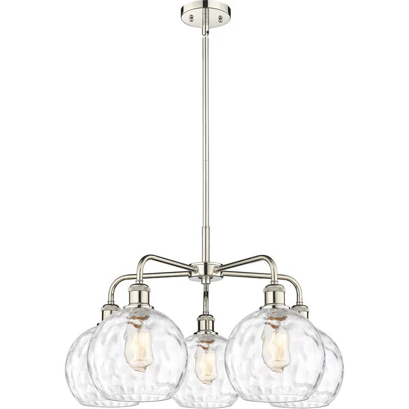 Athens Water Glass 5 Light 26 inch Polished Nickel Chandelier Ceiling Light