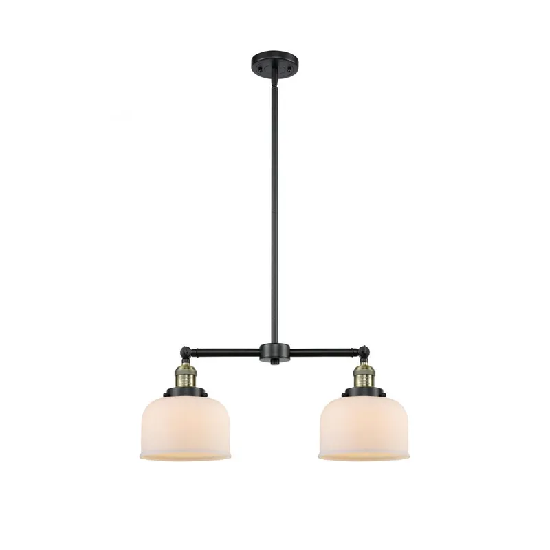 Franklin Restoration Large Bell LED 21 inch Black Antique Brass Chandelier Ceiling Light in Matte White Glass, Franklin Restoration
