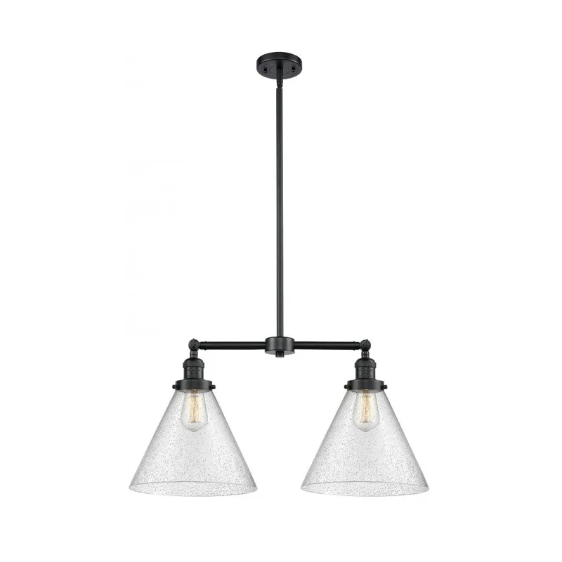 Franklin Restoration X-Large Cone LED 21 inch Oil Rubbed Bronze Chandelier Ceiling Light in Seedy Glass, Franklin Restoration