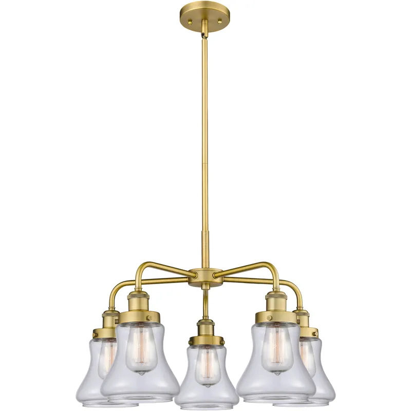 Bellmont 5 Light 24 inch Brushed Brass Chandelier Ceiling Light in Clear Glass