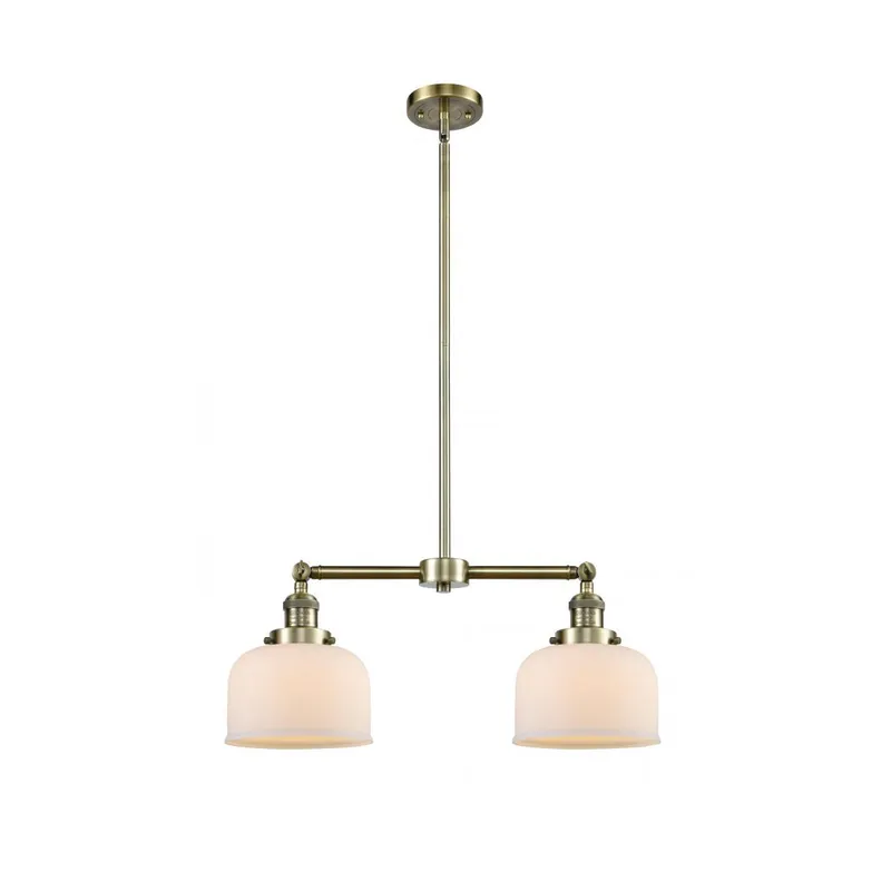Franklin Restoration Large Bell LED 21 inch Antique Brass Chandelier Ceiling Light in Matte White Glass, Franklin Restoration