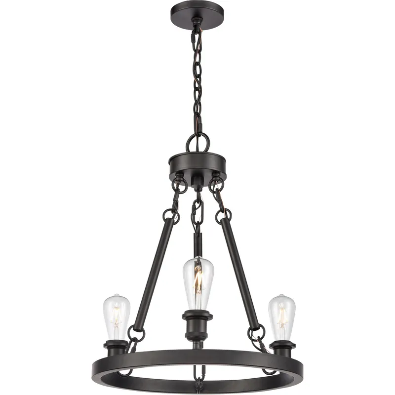 Ballston Saloon 3 Light 20 inch Matte Black Chandelier Ceiling Light in Bulb Not Included, Ballston