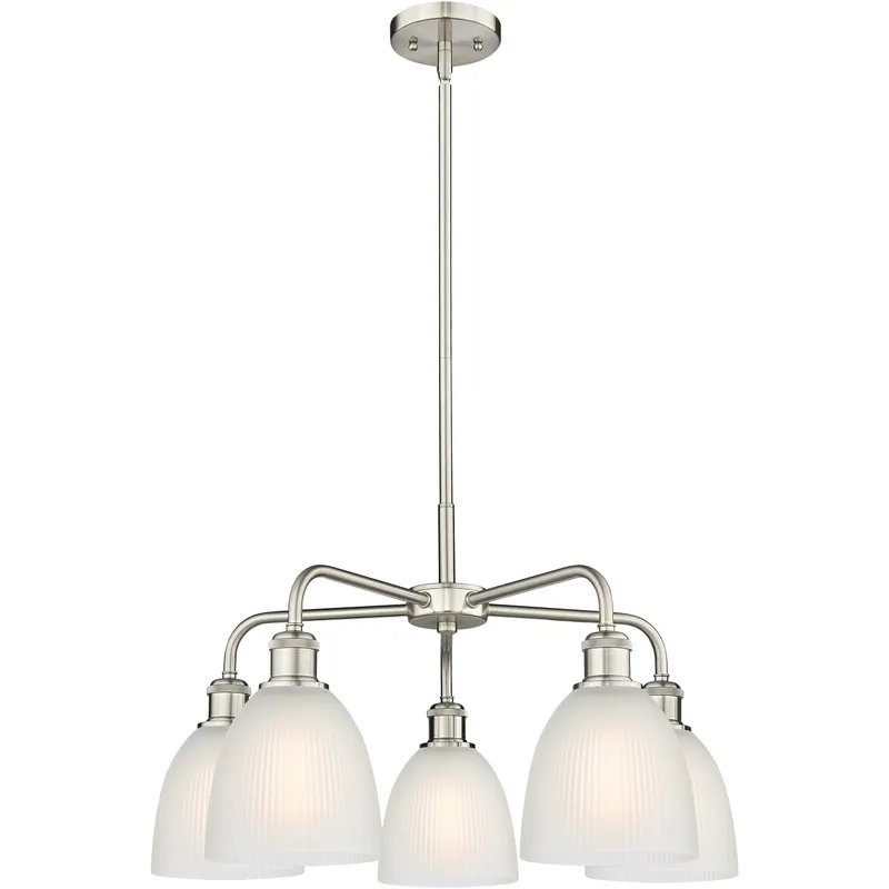 Castile 5 Light 24 inch Satin Nickel Chandelier Ceiling Light in White Glass