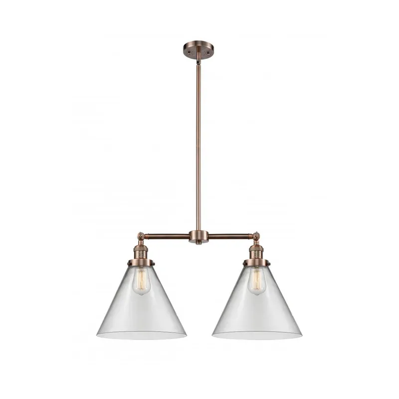 Franklin Restoration X-Large Cone LED 21 inch Antique Copper Chandelier Ceiling Light in Clear Glass, Franklin Restoration