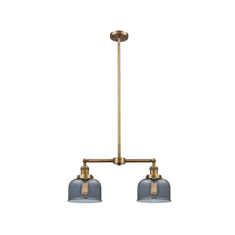 Franklin Restoration Large Bell LED 21 inch Brushed Brass Chandelier Ceiling Light in Plated Smoke Glass, Franklin Restoration