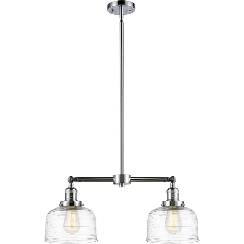 Franklin Restoration Bell LED 21 inch Polished Chrome Island Light Ceiling Light in Clear Deco Swirl Glass
