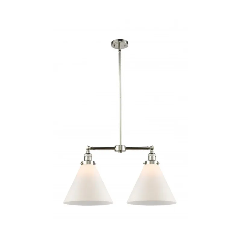 Franklin Restoration X-Large Cone LED 21 inch Polished Nickel Chandelier Ceiling Light in Matte White Glass, Franklin Restoration