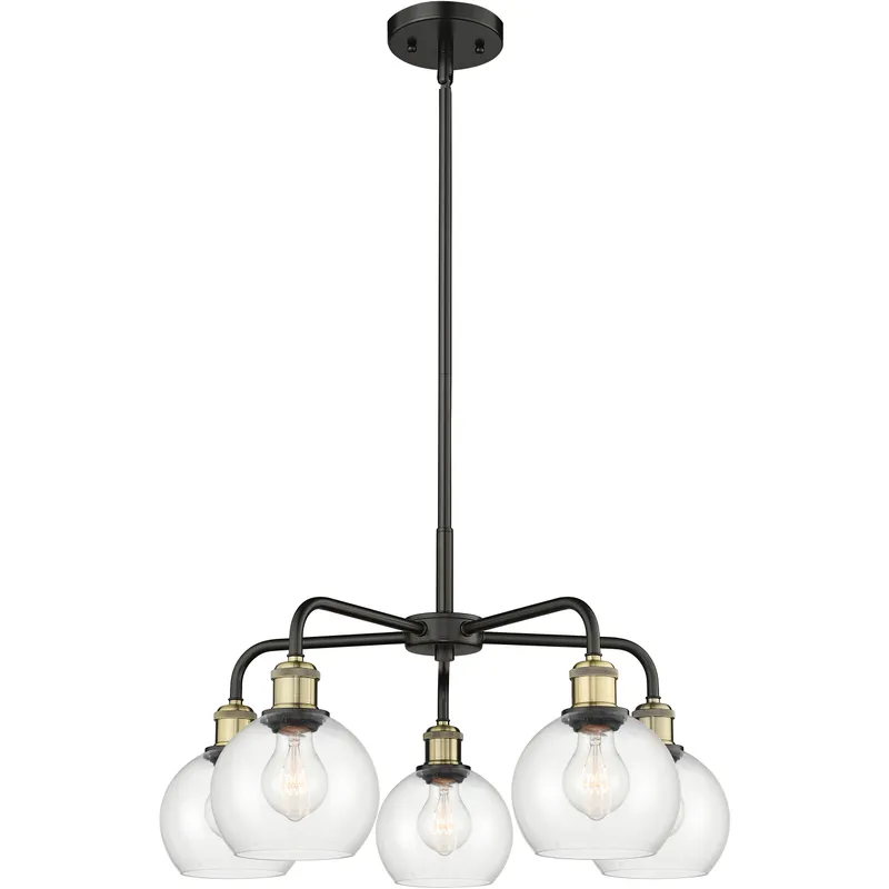 Athens 5 Light 24 inch Black Antique Brass Chandelier Ceiling Light in Clear Glass