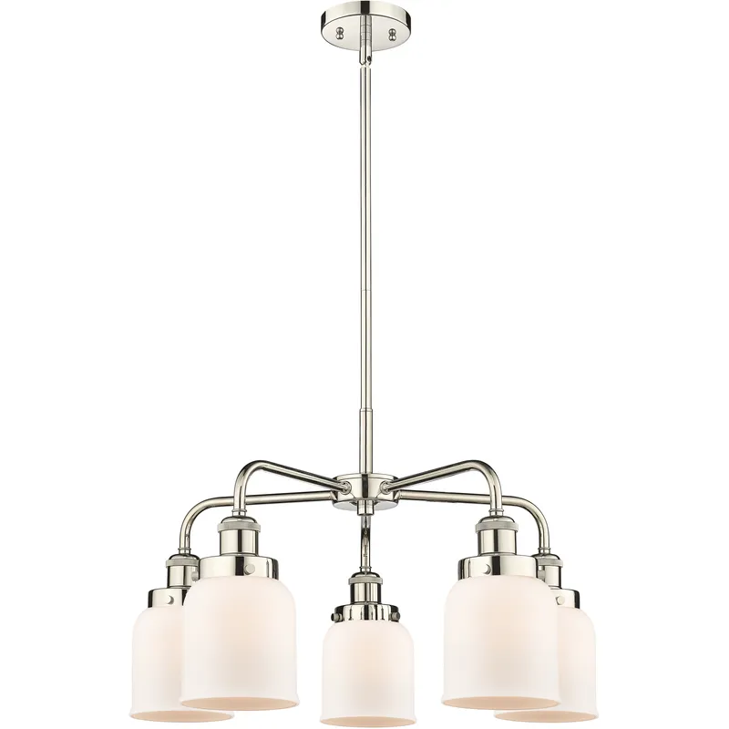 Bell 5 Light 23 inch Polished Nickel Chandelier Ceiling Light in Matte White Glass