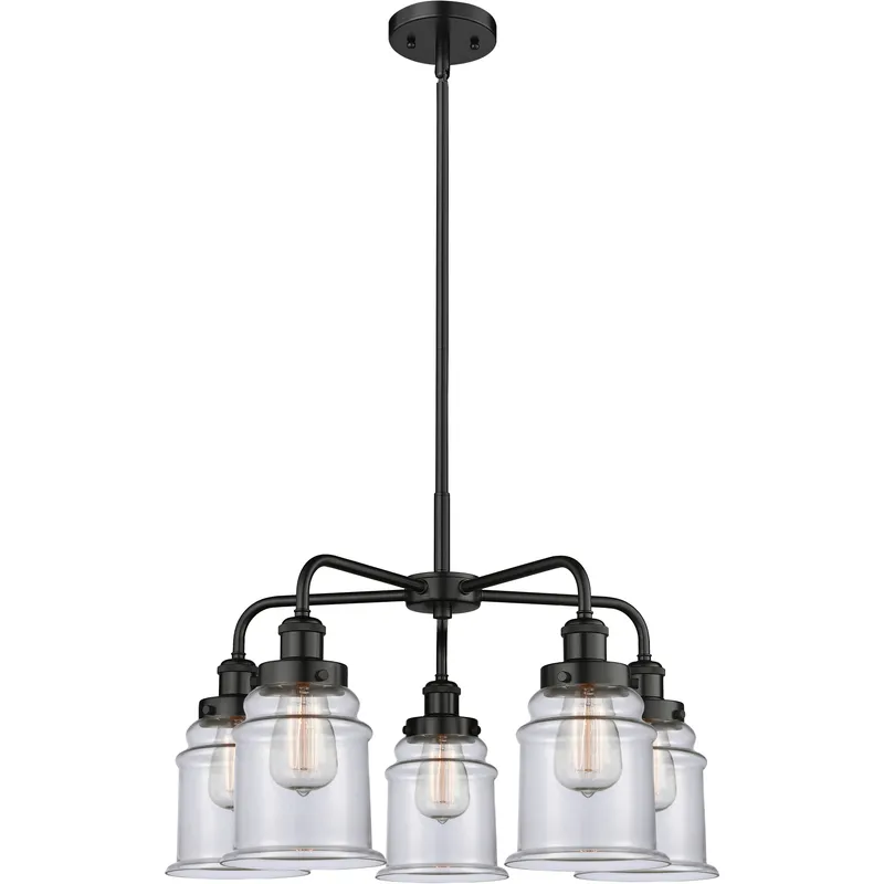 Canton 5 Light 24 inch Matte Black Chandelier Ceiling Light in Clear Glass