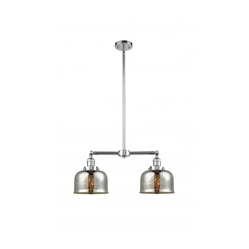 Franklin Restoration Large Bell LED 24 inch Polished Chrome Chandelier Ceiling Light in Silver Plated Mercury Glass, Franklin Restoration
