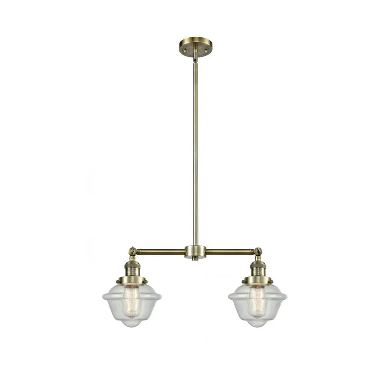 Franklin Restoration Small Oxford LED 24 inch Antique Brass Chandelier Ceiling Light in Seedy Glass, Franklin Restoration