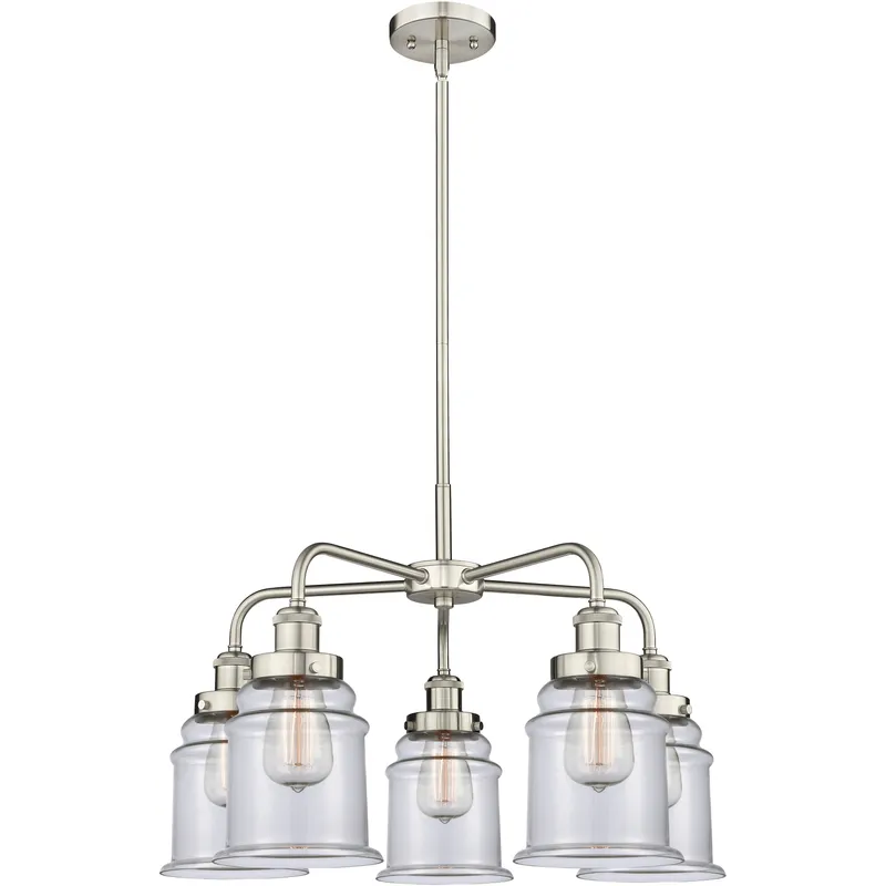 Canton 5 Light 24 inch Satin Nickel Chandelier Ceiling Light in Clear Glass