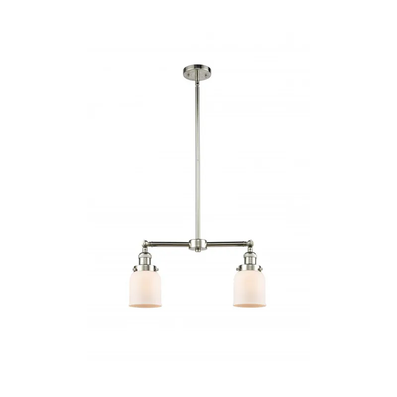 Franklin Restoration Small Bell 2 Light 21 inch Polished Nickel Chandelier Ceiling Light in Matte White Glass, Franklin Restoration