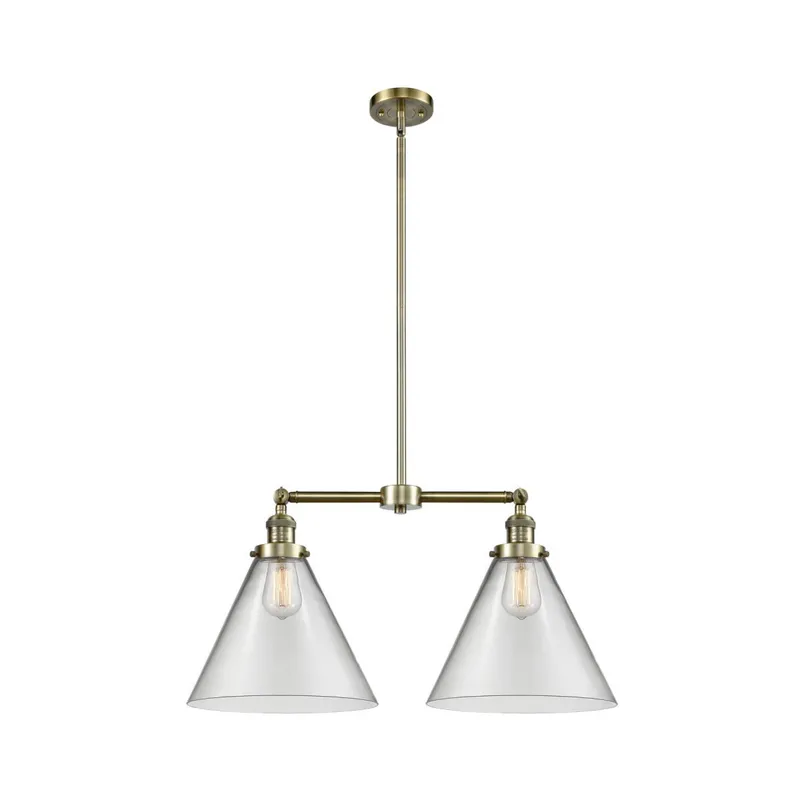Franklin Restoration X-Large Cone LED 21 inch Antique Brass Chandelier Ceiling Light in Clear Glass, Franklin Restoration