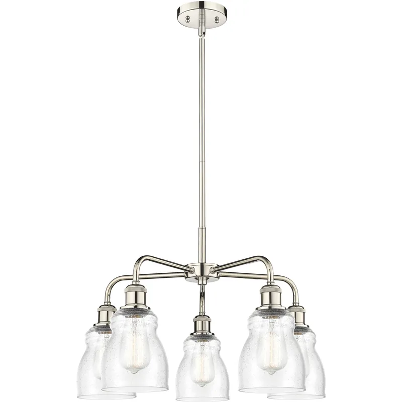 Ellery 5 Light 22.75 inch Polished Nickel Chandelier Ceiling Light in Seedy Glass