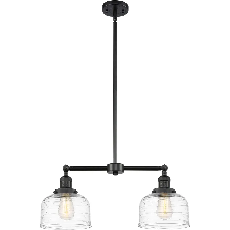 Franklin Restoration Bell LED 21 inch Matte Black Island Light Ceiling Light in Clear Deco Swirl Glass