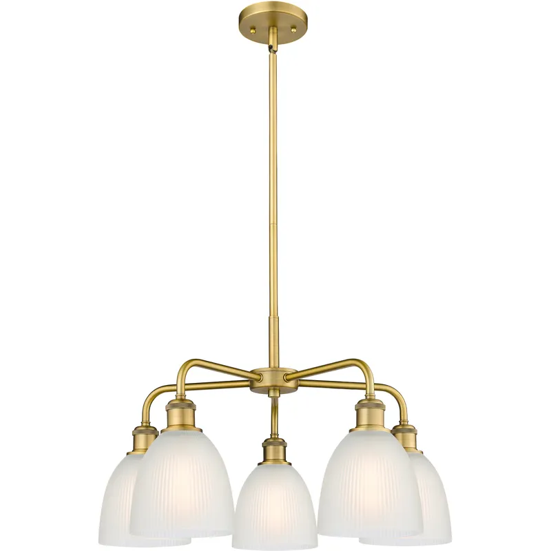 Castile 5 Light 24 inch Brushed Brass Chandelier Ceiling Light in White Glass