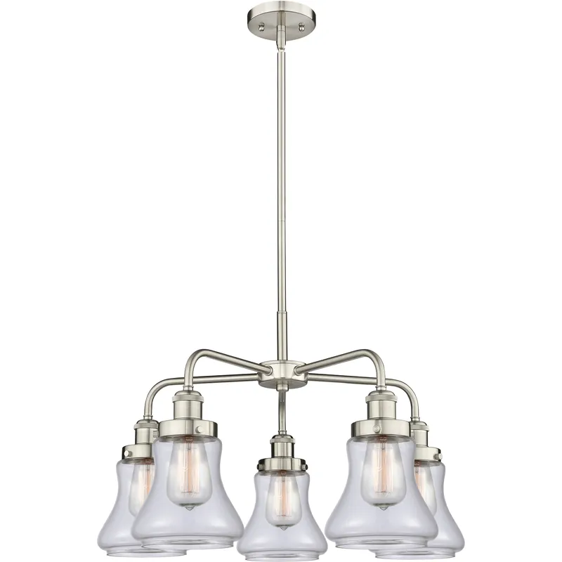 Bellmont 5 Light 24 inch Satin Nickel Chandelier Ceiling Light in Clear Glass